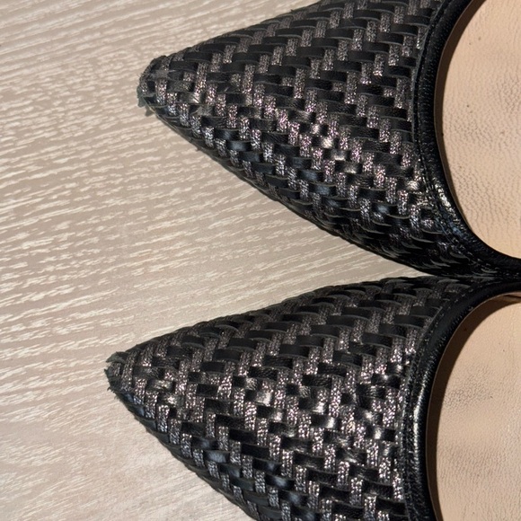 Jimmy Choo Aza Woven Leather Metallic Threaded Black Heels size 39.5. 9.5 - Picture 9 of 12